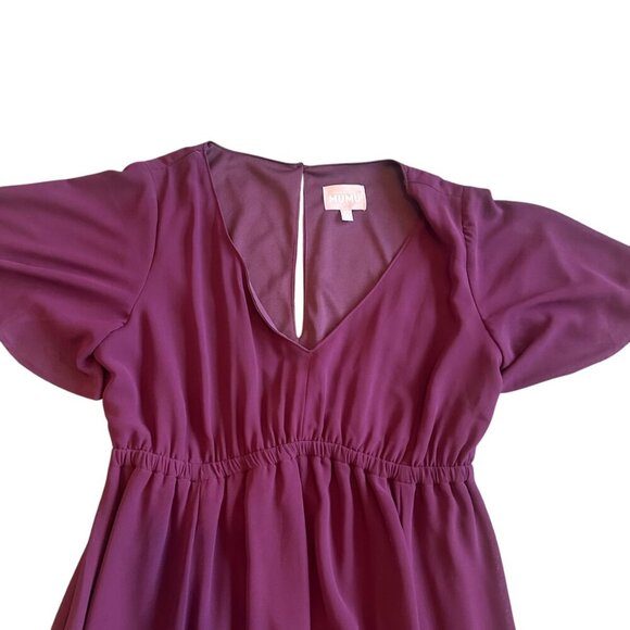 Show Me Your Mumu Burgundy Maxi Dress Gown Short Sleeve V-Neck Size Medium Women - Picture 2 of 12